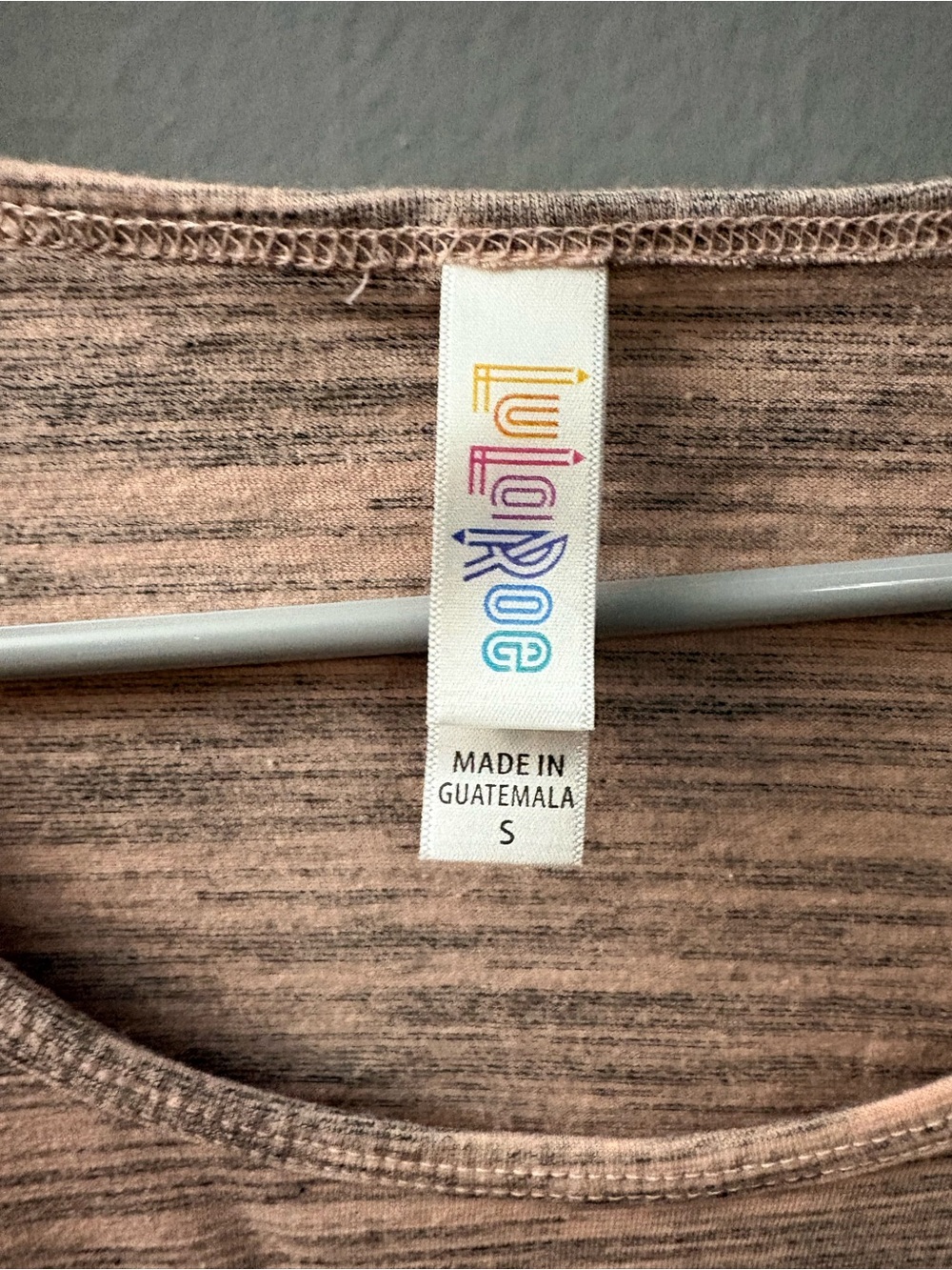LuLaRoe Beige Heathered Scoop Neck Short Sleeve Top - Picture 2 of 2